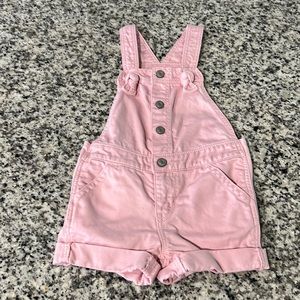 GAP 3T Pink Denim Knot Tie Overalls
